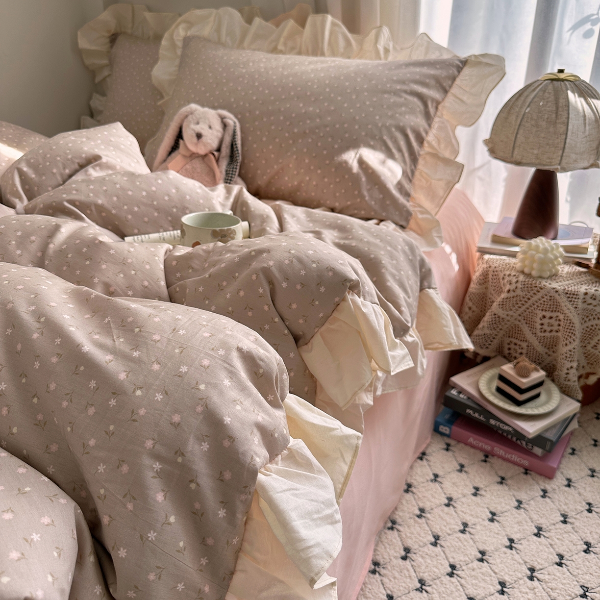 91家纺网 家纺一手货源 找家纺 艾咪-Amy ntmy 2026新款法式田园风全棉纯棉花边款四件套 知夏