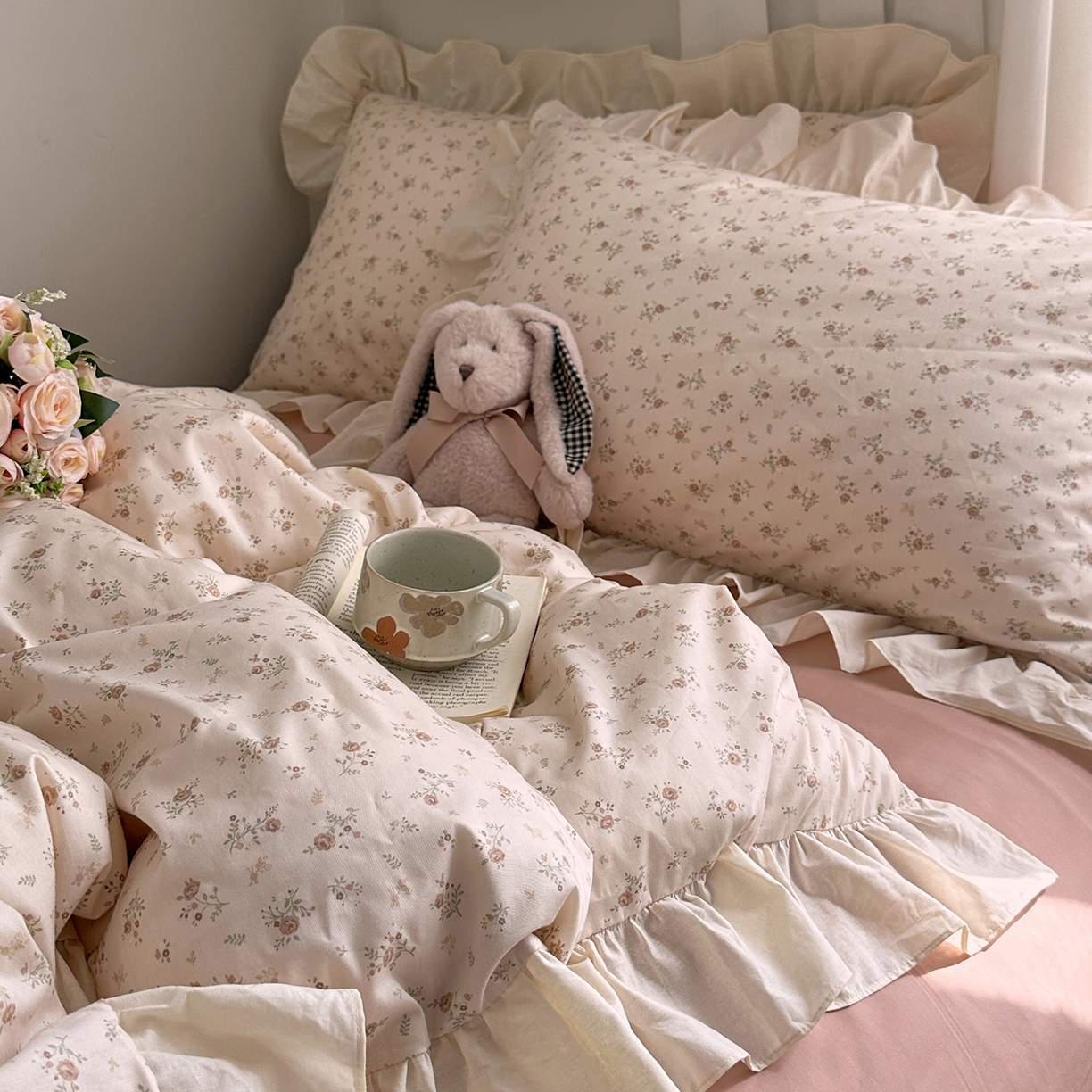 91家纺网 家纺一手货源 找家纺 艾咪-Amy ntmy 2026新款法式田园风全棉纯棉花边款四件套 黛玫