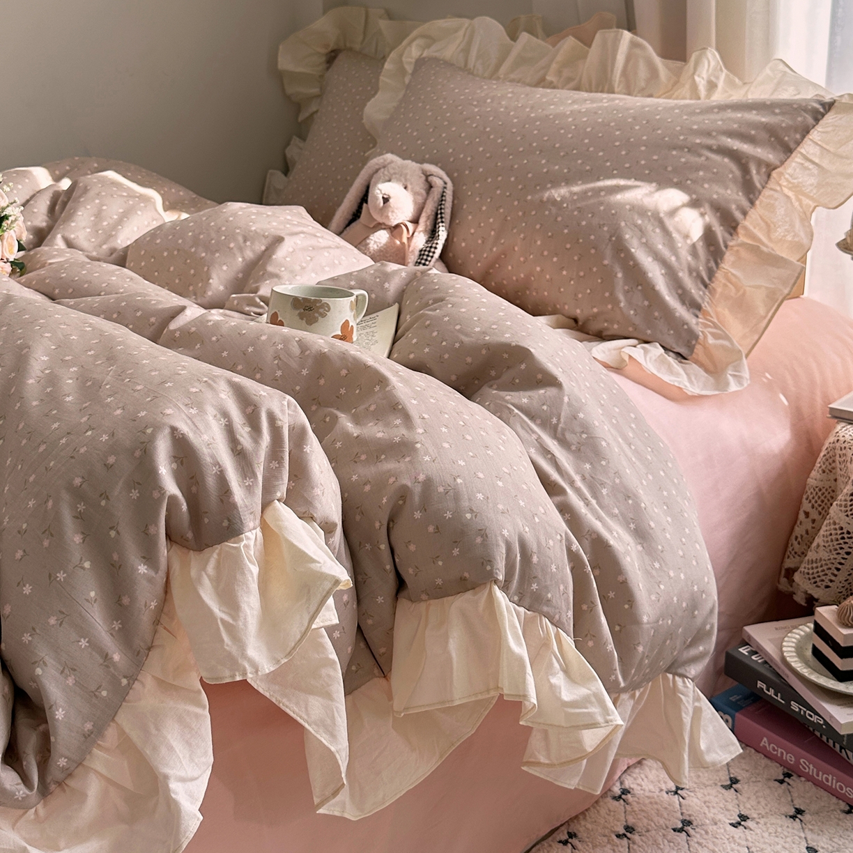 91家纺网 家纺一手货源 找家纺 艾咪-Amy ntmy 2026新款法式田园风全棉纯棉花边款四件套 知夏