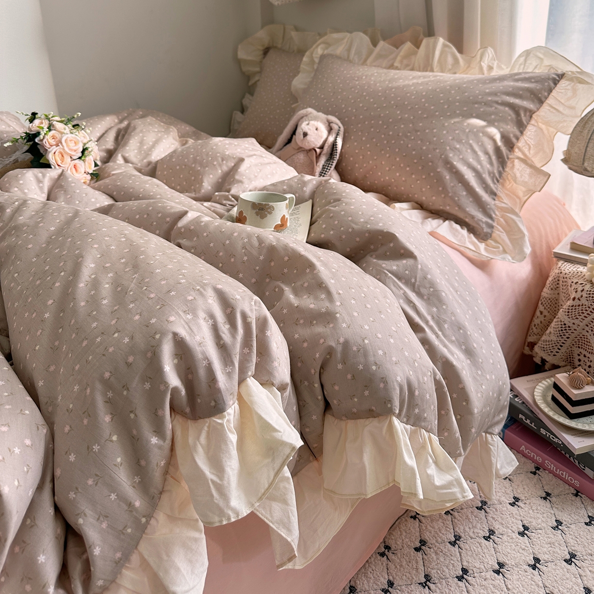 91家纺网 家纺一手货源 找家纺 艾咪-Amy ntmy 2026新款法式田园风全棉纯棉花边款四件套 知夏