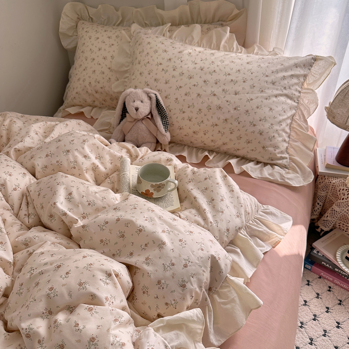 91家纺网 家纺一手货源 找家纺 艾咪-Amy ntmy 2026新款法式田园风全棉纯棉花边款四件套 黛玫