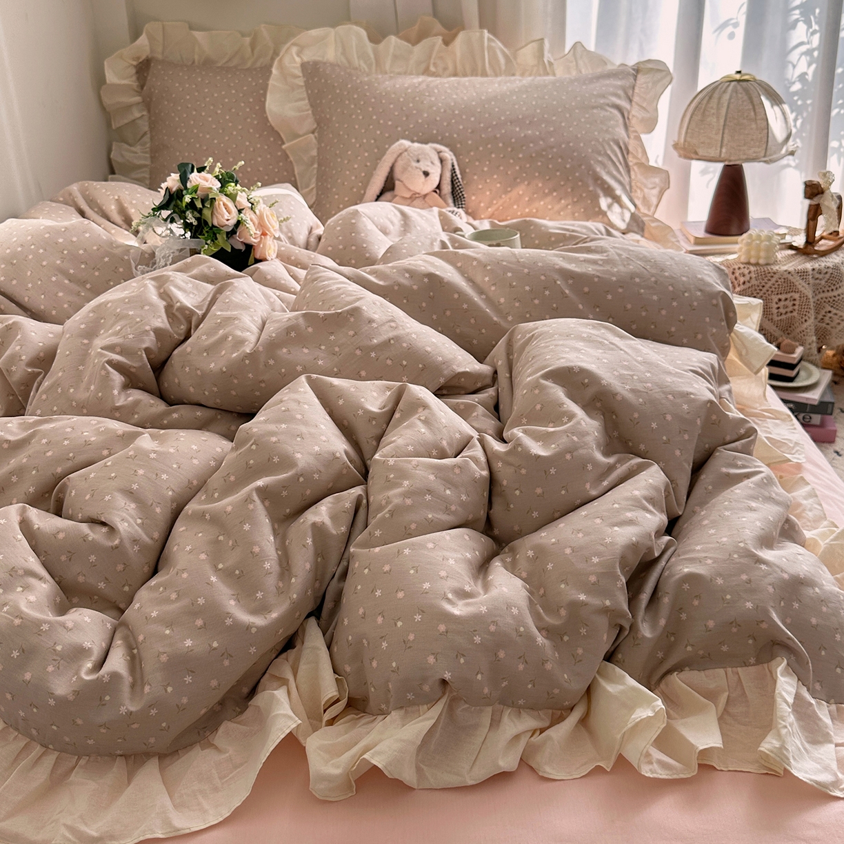 91家纺网 家纺一手货源 找家纺 艾咪-Amy ntmy 2026新款法式田园风全棉纯棉花边款四件套 知夏