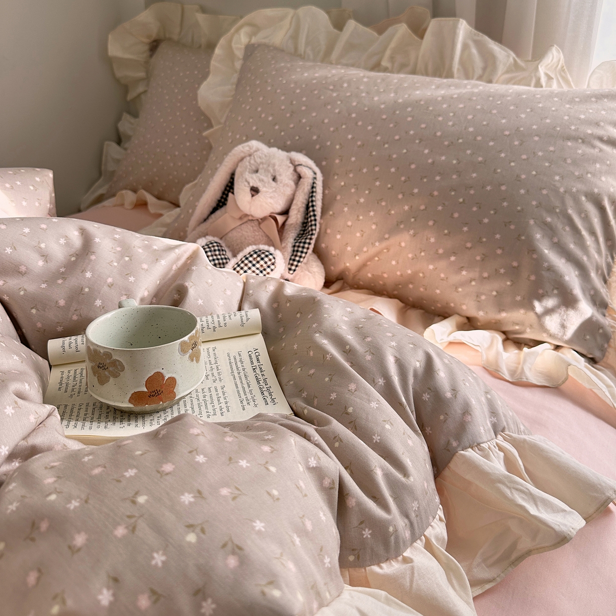 91家纺网 家纺一手货源 找家纺 艾咪-Amy ntmy 2026新款法式田园风全棉纯棉花边款四件套 知夏