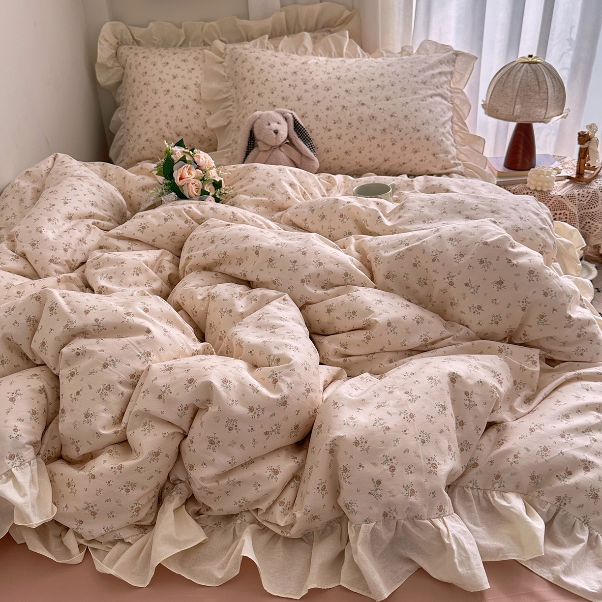 91家纺网 家纺一手货源 找家纺 艾咪-Amy ntmy 2026新款法式田园风全棉纯棉花边款四件套 黛玫