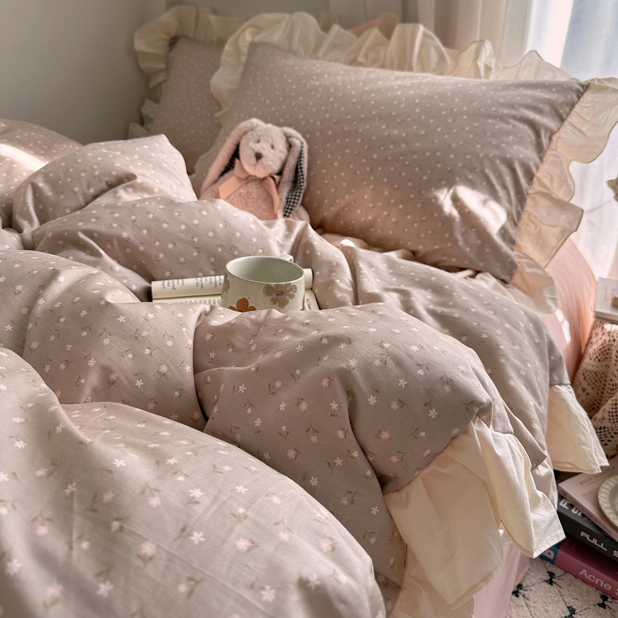 91家纺网 家纺一手货源 找家纺 艾咪-Amy ntmy 2026新款法式田园风全棉纯棉花边款四件套 知夏