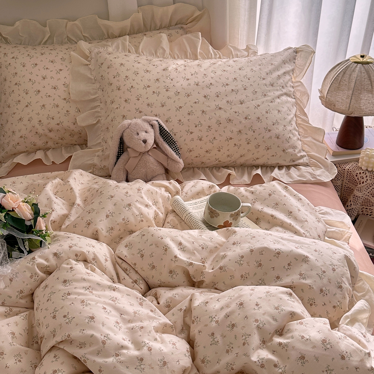 91家纺网 家纺一手货源 找家纺 艾咪-Amy ntmy 2026新款法式田园风全棉纯棉花边款四件套 黛玫