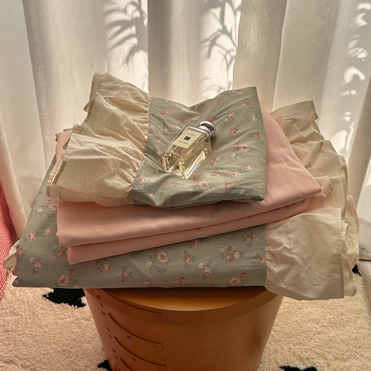 91家纺网 家纺一手货源 找家纺 艾咪-Amy ntmy 2026新款法式田园风全棉纯棉花边款四件套 青野