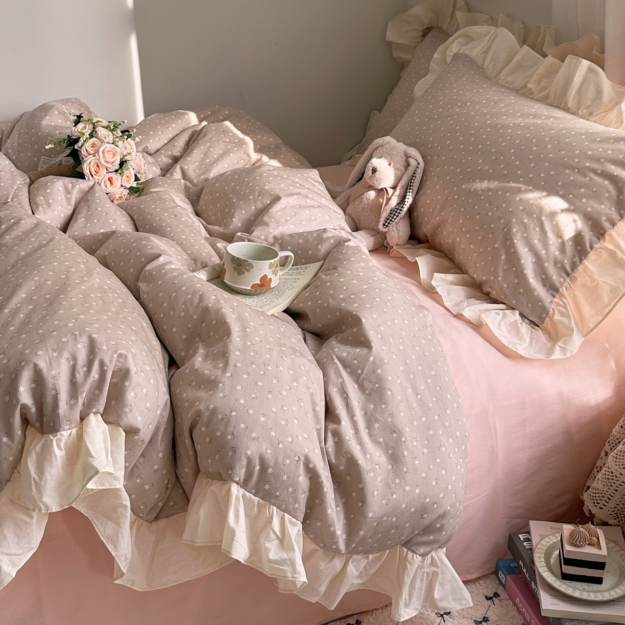 91家纺网 家纺一手货源 找家纺 艾咪-Amy ntmy 2026新款法式田园风全棉纯棉花边款四件套 知夏