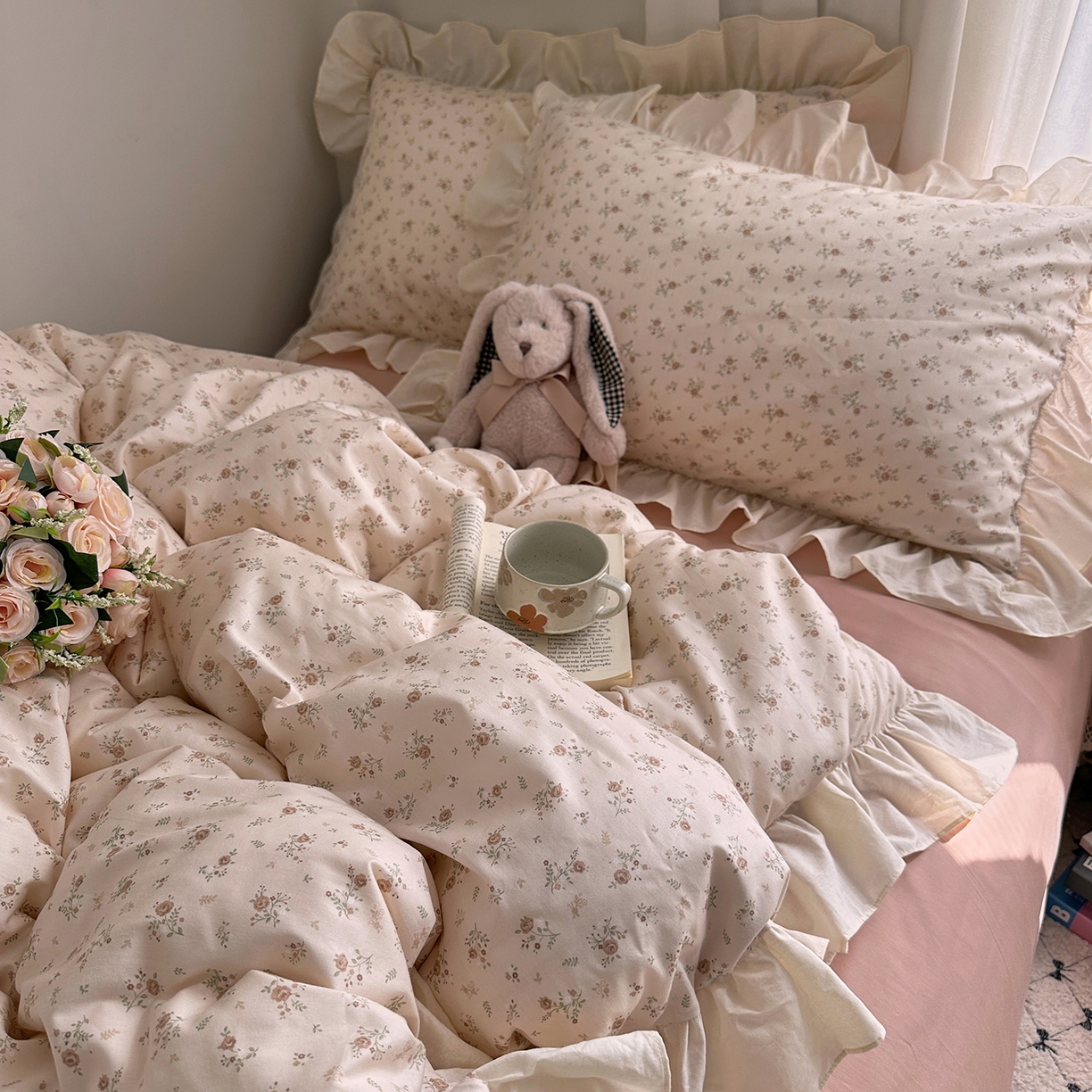 91家纺网 家纺一手货源 找家纺 艾咪-Amy ntmy 2026新款法式田园风全棉纯棉花边款四件套 黛玫