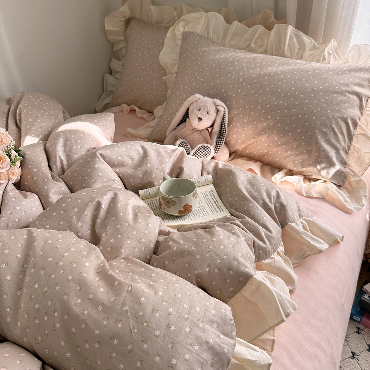 91家纺网 家纺一手货源 找家纺 艾咪-Amy ntmy 2026新款法式田园风全棉纯棉花边款四件套 知夏