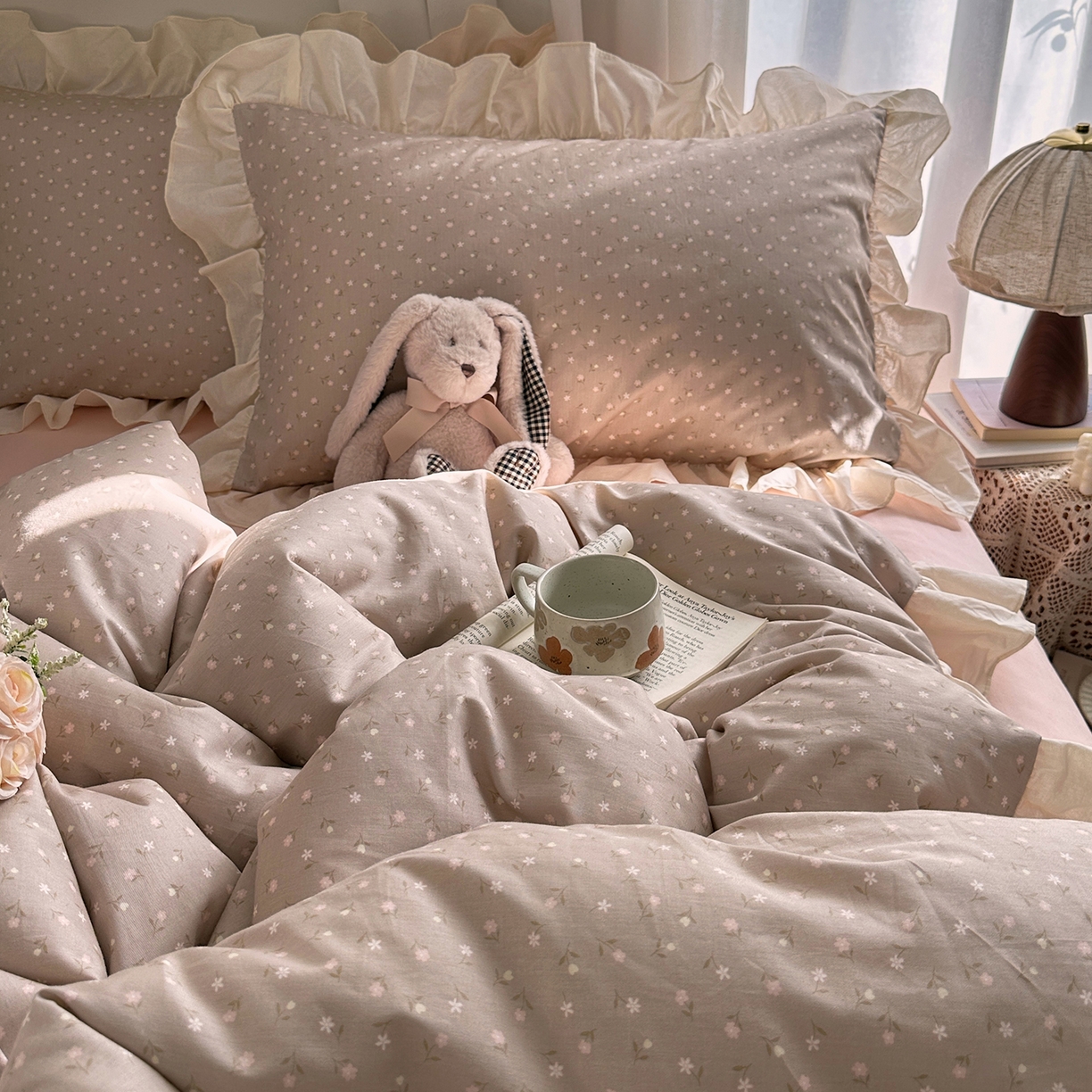 91家纺网 家纺一手货源 找家纺 艾咪-Amy ntmy 2026新款法式田园风全棉纯棉花边款四件套 知夏