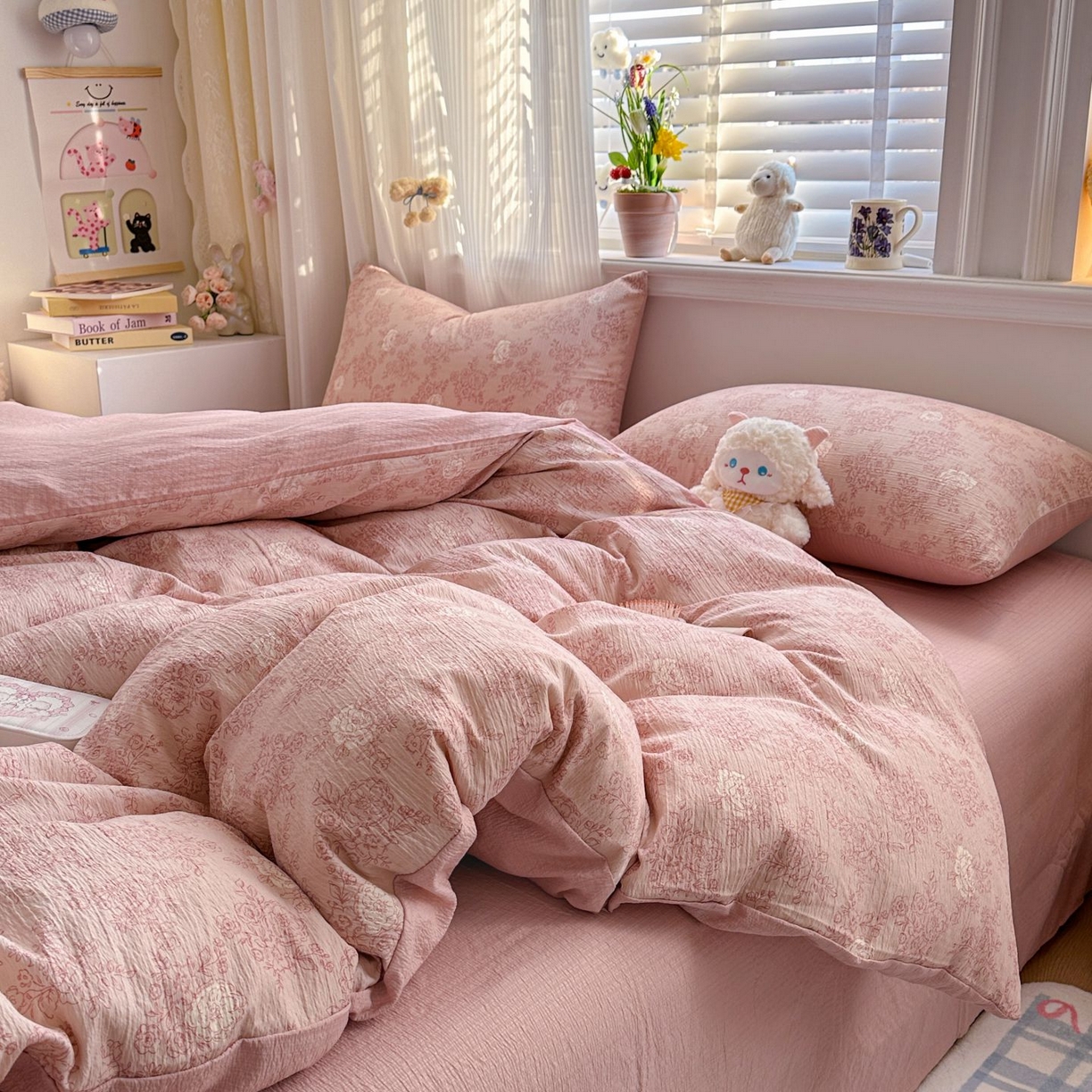 91家纺网 家纺一手货源 找家纺 小蓝孩家纺 2026新款泡泡纱双层纱四件套（不缺货） 知秋