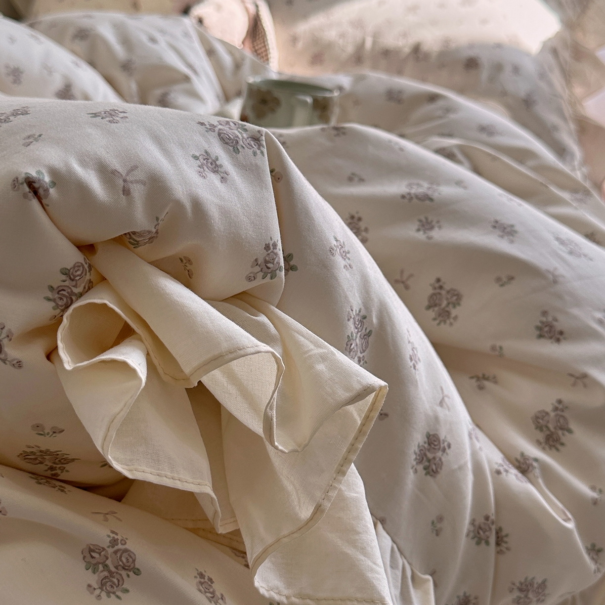 91家纺网 家纺一手货源 找家纺 艾咪-Amy ntmy 2026新款法式田园风全棉纯棉花边款四件套 紫菀