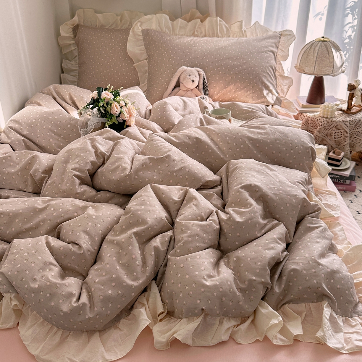 91家纺网 家纺一手货源 找家纺 艾咪-Amy ntmy 2026新款法式田园风全棉纯棉花边款四件套 知夏