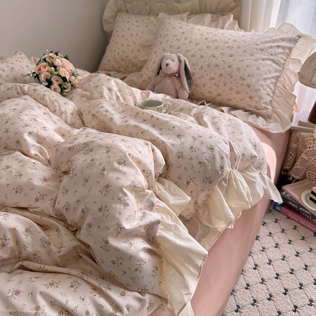 91家纺网 家纺一手货源 找家纺 艾咪-Amy ntmy 2026新款法式田园风全棉纯棉花边款四件套 黛玫