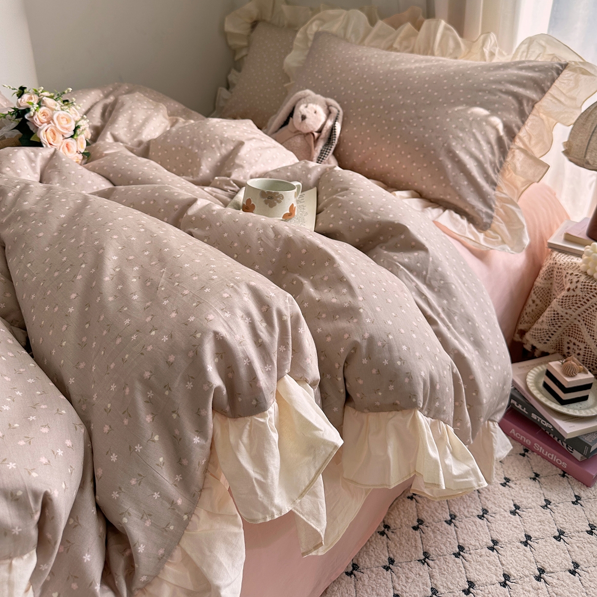 91家纺网 家纺一手货源 找家纺 艾咪-Amy ntmy 2026新款法式田园风全棉纯棉花边款四件套 知夏