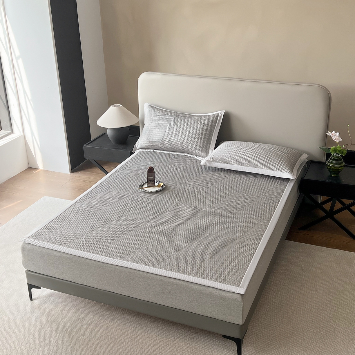 91家纺网 家纺一手货源 找家纺 （总）禧禾 2026新款PE中分子A类泡小豆暗纹提花凉席席子三件套-星涧