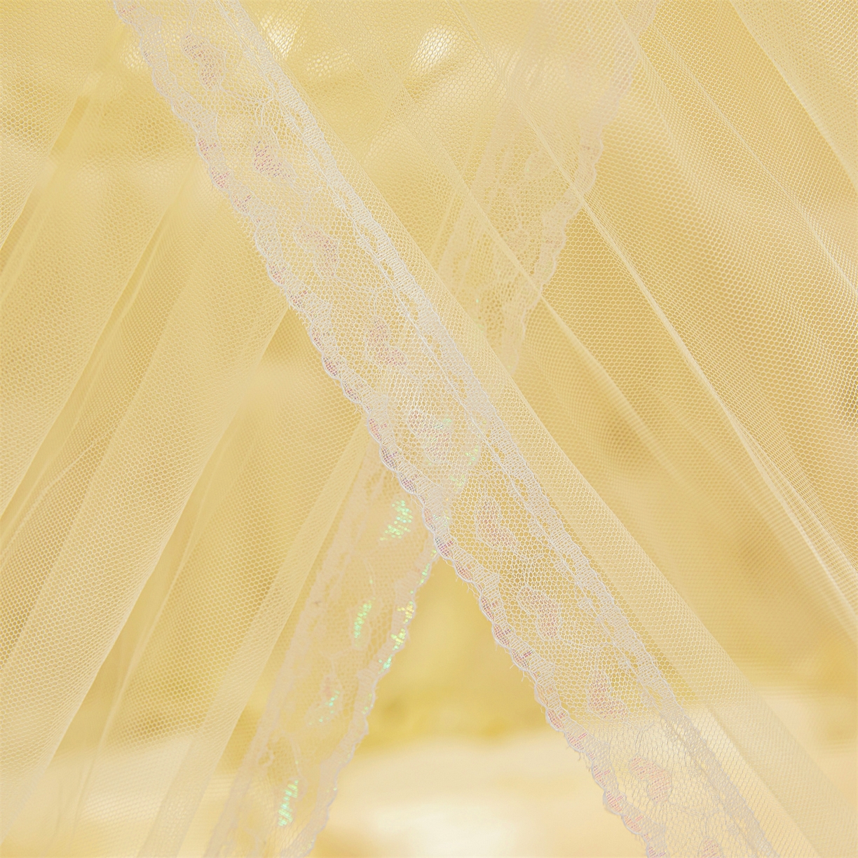 91家纺网 家纺一手货源 找家纺 舞夜盛世 【欧式风情】2026新款落地三开门宫廷蚊帐 欧式情怀-黄色