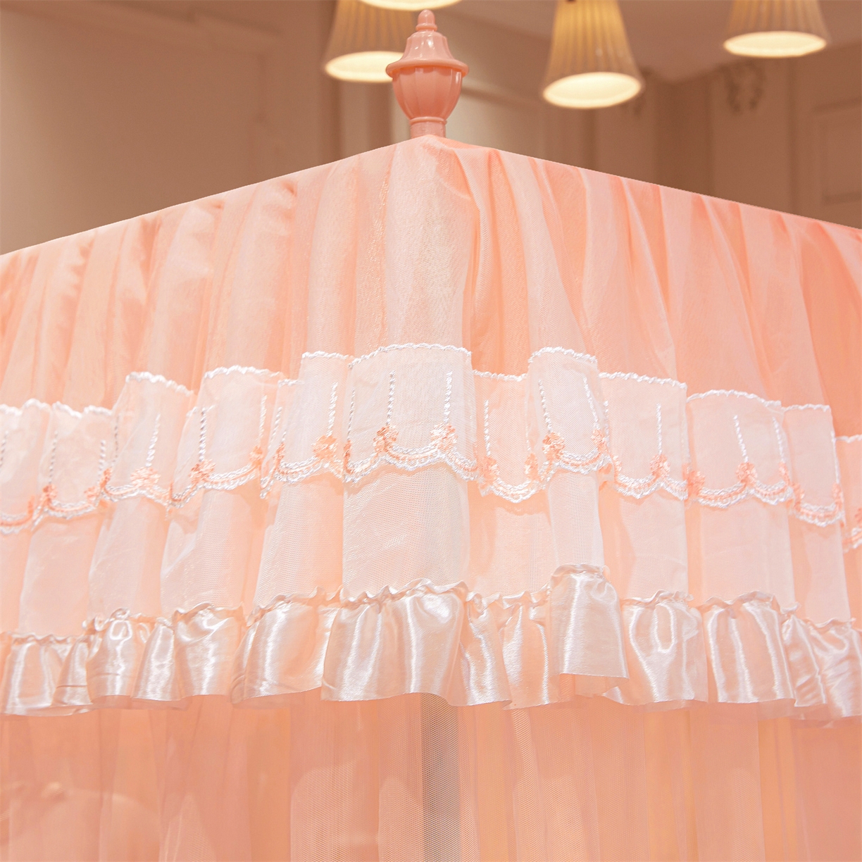 91家纺网 家纺一手货源 找家纺 舞夜盛世 【欧式风情】2026新款落地三开门宫廷蚊帐 欧式情怀-玉色