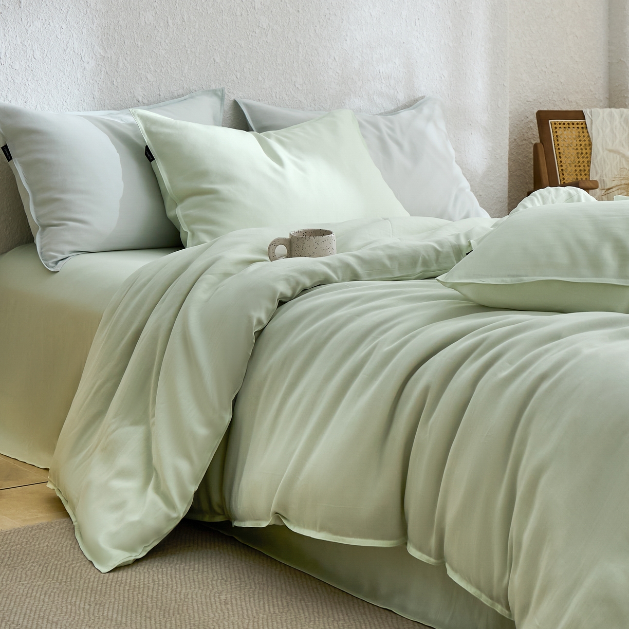 91家纺网 家纺一手货源 找家纺 （总）禧禾 2026新款60支兰精天丝柔洗做旧四件套序禾