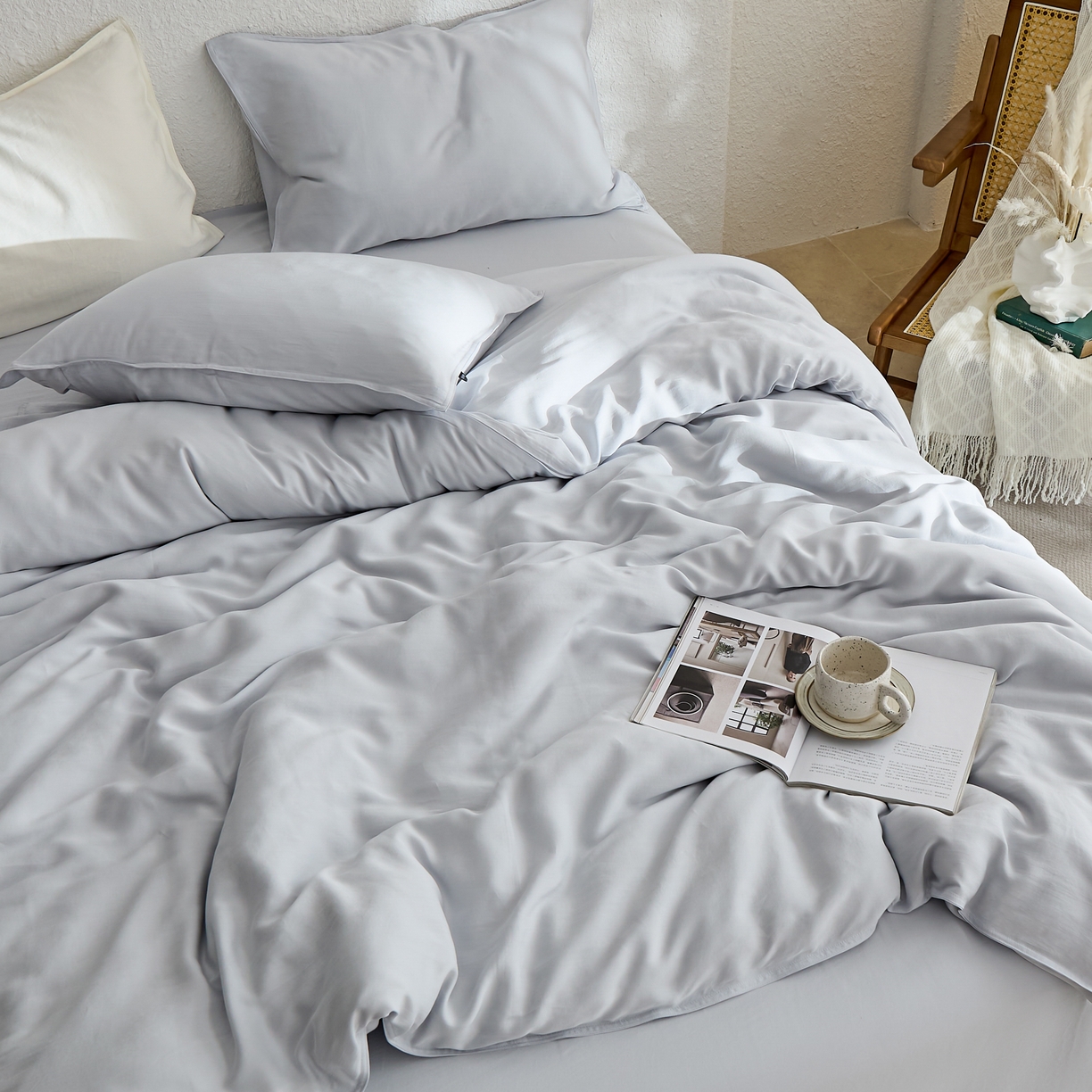 91家纺网 家纺一手货源 找家纺 （总）禧禾 2026新款60支兰精天丝柔洗做旧四件套序禾