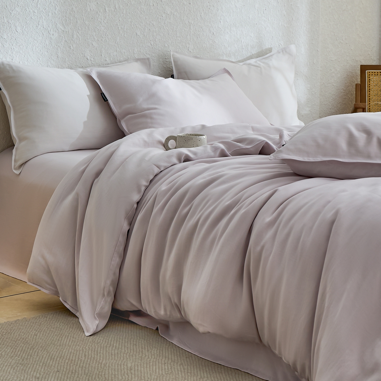 禧禾 2026新款60支兰精天丝柔洗做旧四件套序禾 序禾-雾霁紫