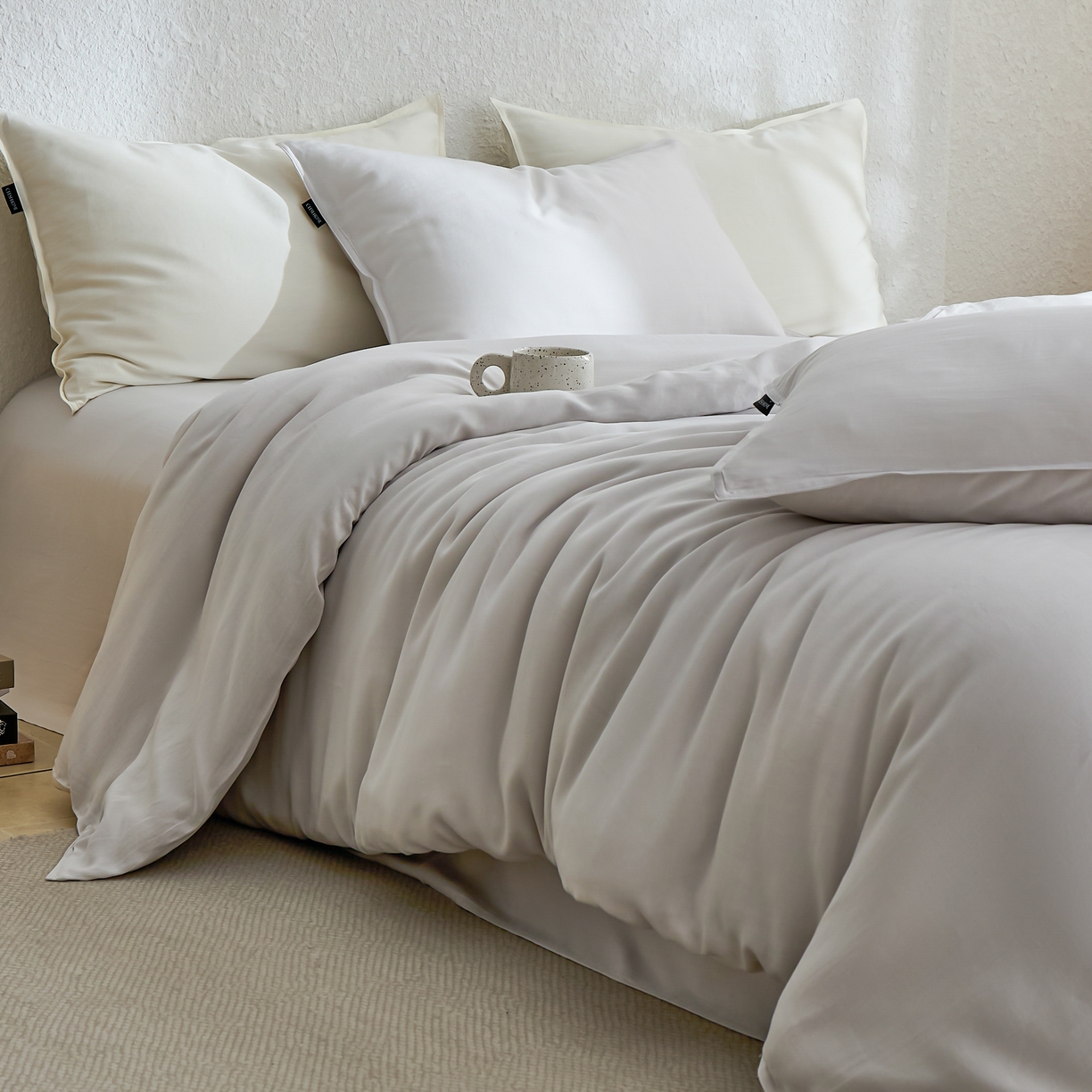 禧禾 2026新款60支兰精天丝柔洗做旧四件套序禾 序禾-浅云灰