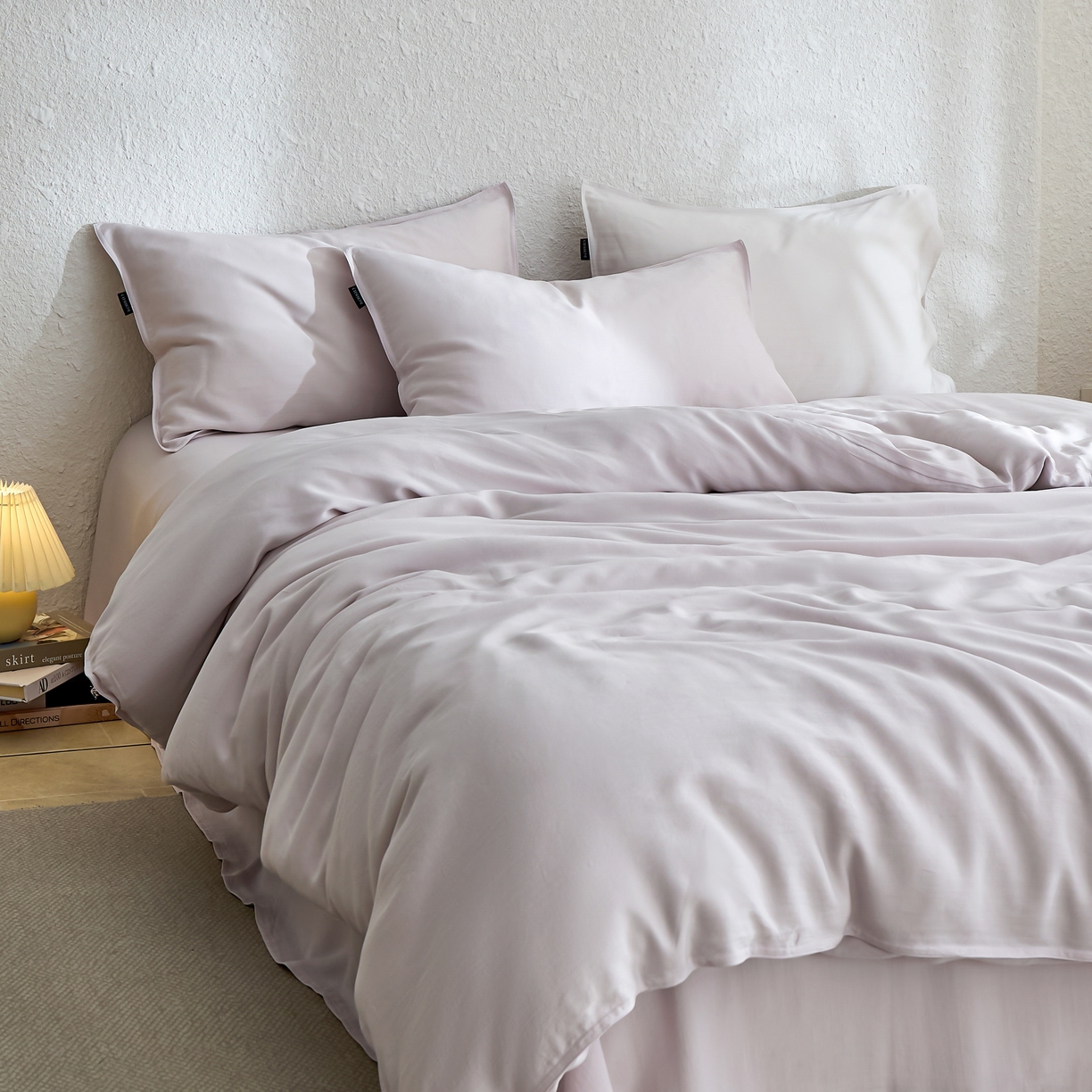 91家纺网 家纺一手货源 找家纺 禧禾 2026新款60支兰精天丝柔洗做旧四件套序禾 序禾-雾霁紫