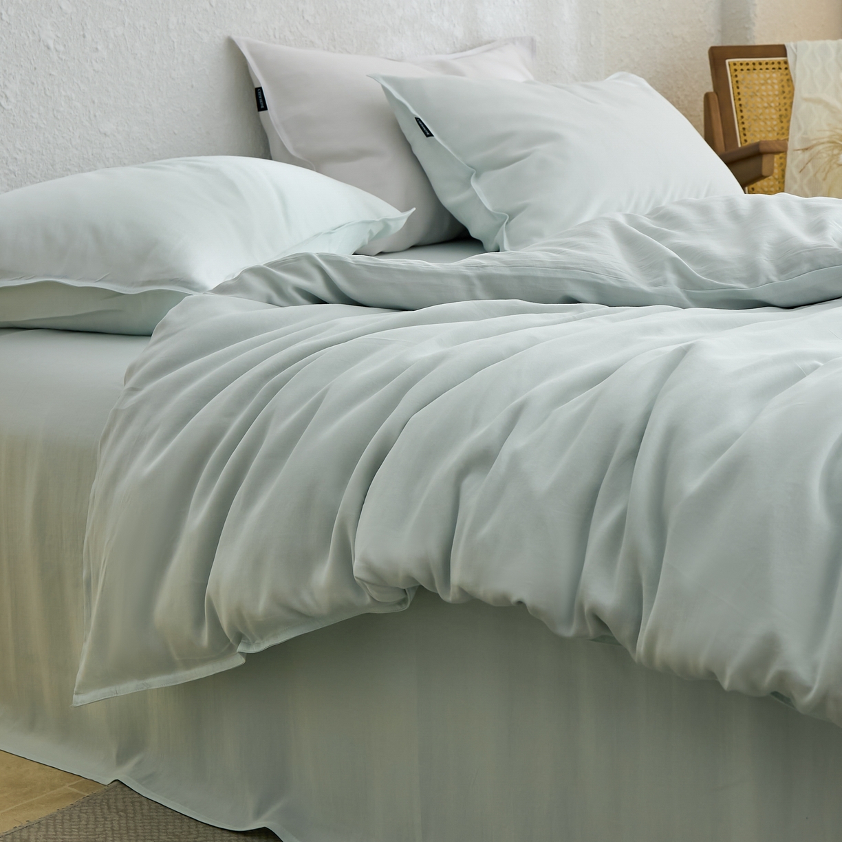 91家纺网 家纺一手货源 找家纺 禧禾 2026新款60支兰精天丝柔洗做旧四件套序禾 序禾-格兰绿