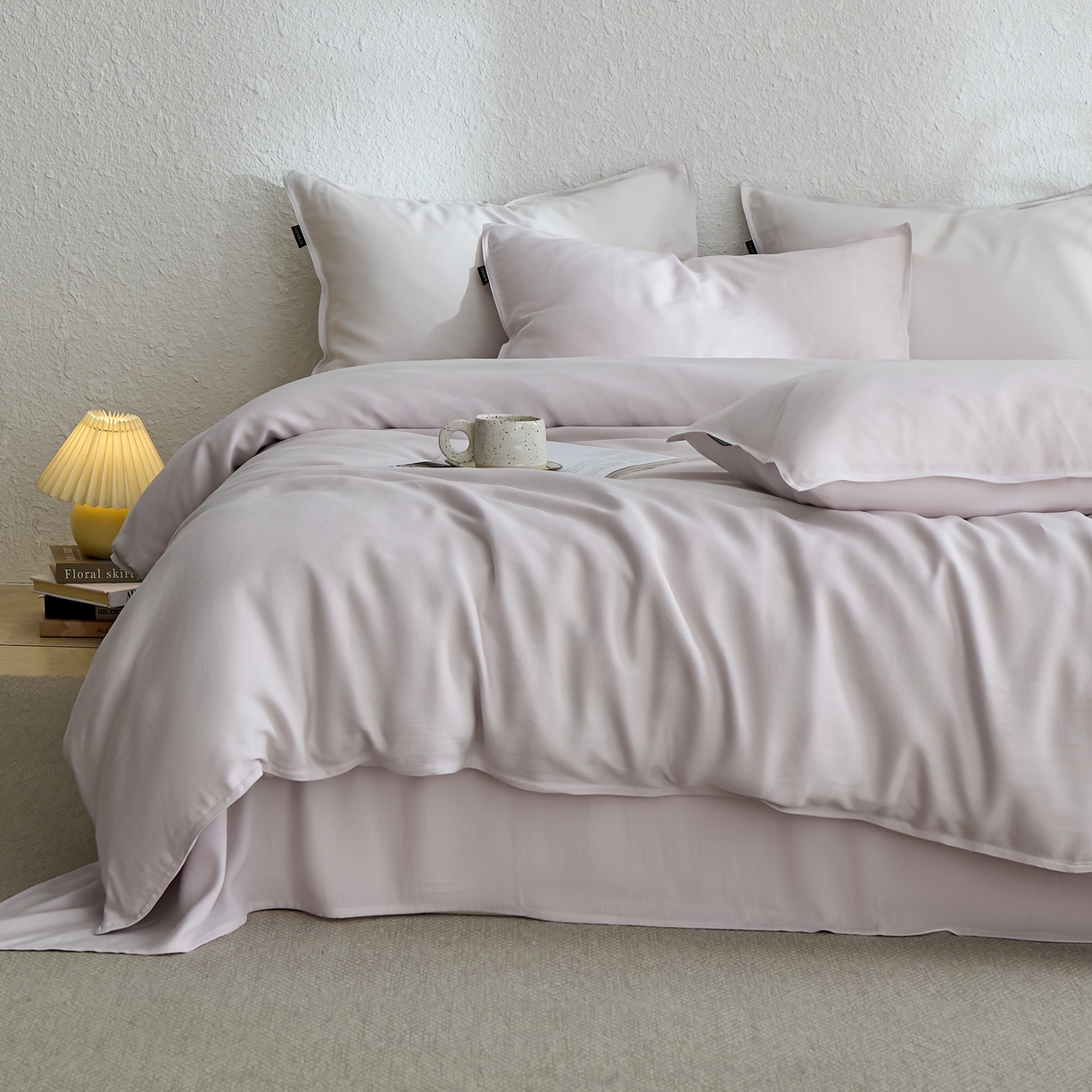 91家纺网 家纺一手货源 找家纺 禧禾 2026新款60支兰精天丝柔洗做旧四件套序禾 序禾-雾霁紫