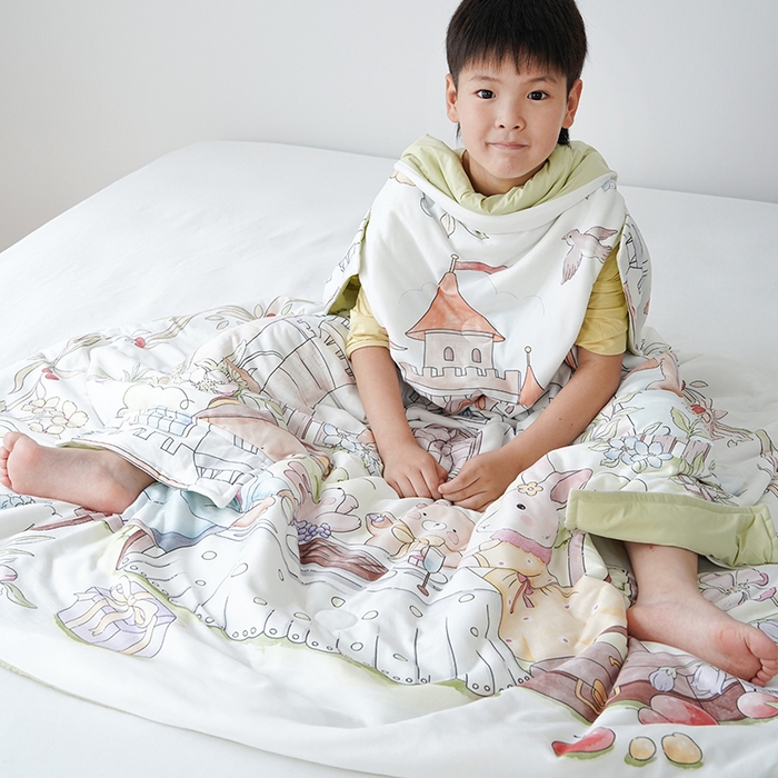 91家纺网 家纺一手货源 找家纺 伟邦枕芯 2026新款儿童凉感拥抱夏被 兔堡奇遇记