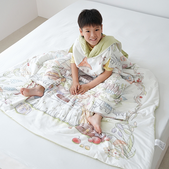 91家纺网 家纺一手货源 找家纺 伟邦枕芯 2026新款儿童凉感拥抱夏被 兔堡奇遇记