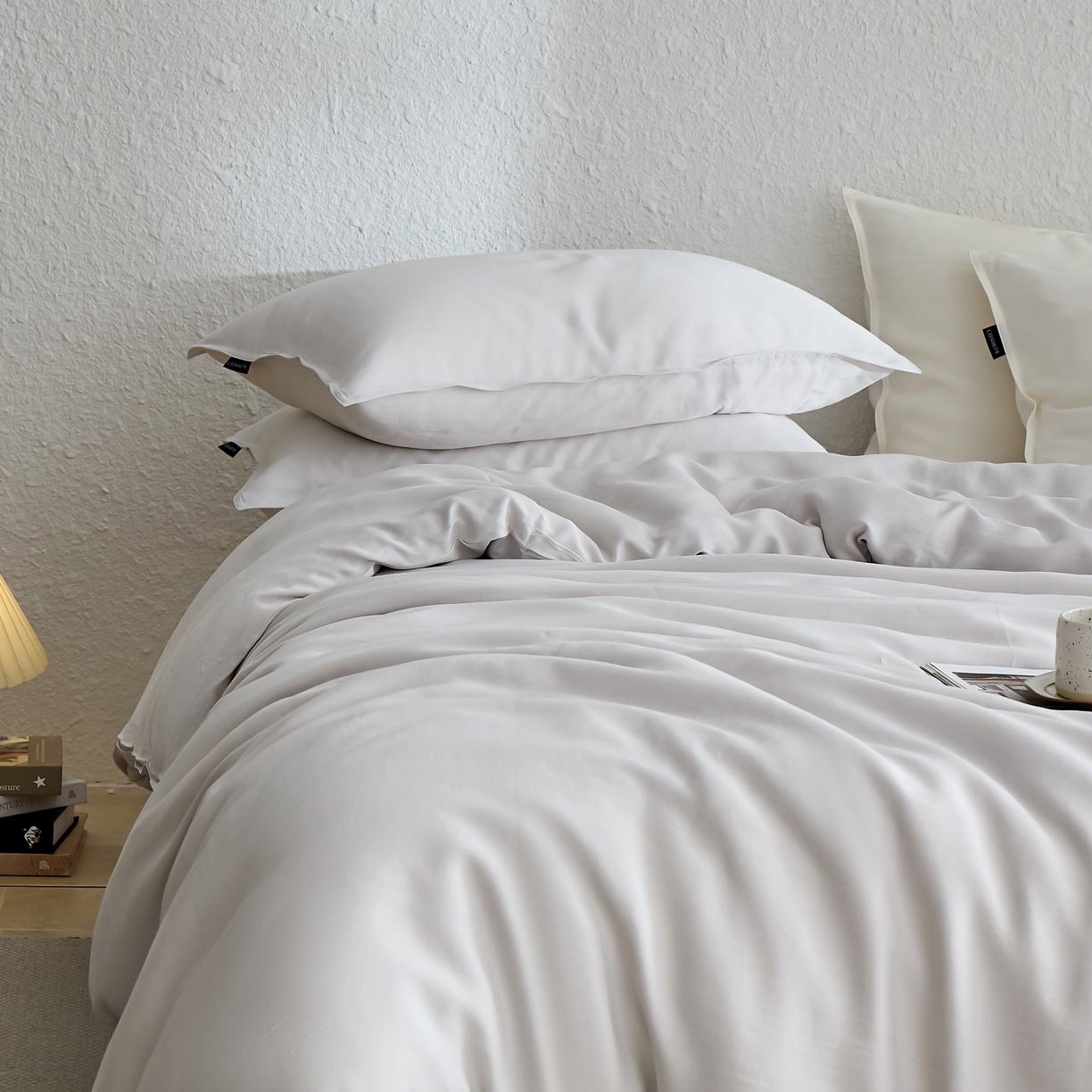 91家纺网 家纺一手货源 找家纺 禧禾 2026新款60支兰精天丝柔洗做旧四件套序禾 序禾-浅云灰