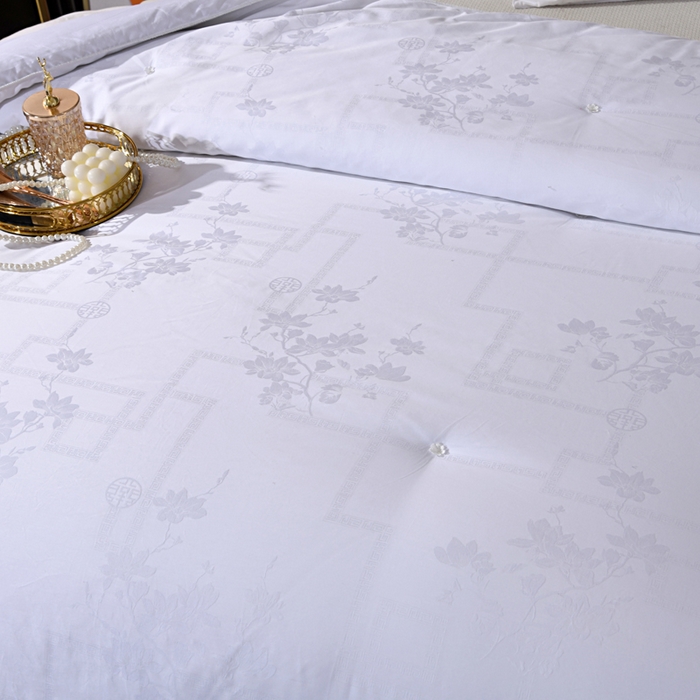 91家纺网 家纺一手货源 找家纺 禹祥家纺 2025新款60s全棉提花蚕丝被被子被芯-芳菲影致系列 芳菲影致-白色