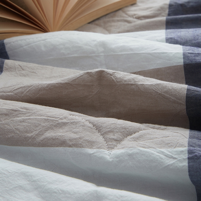 91家纺网 家纺一手货源 找家纺 玖弘家居 2026新款凉感亲肤羽丝棉夏被 蓝大格