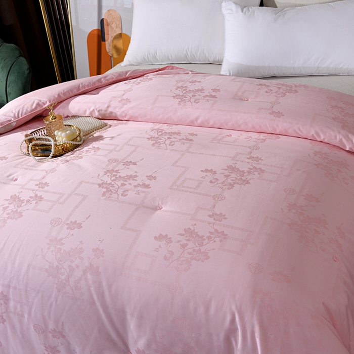 91家纺网 家纺一手货源 找家纺 禹祥家纺 2025新款60s全棉提花蚕丝被被子被芯-芳菲影致系列 芳菲影致-玉色