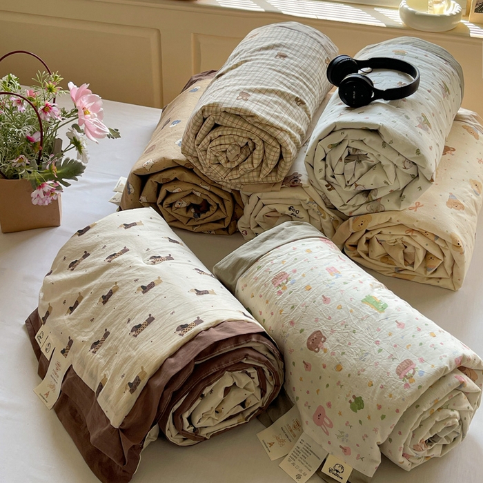 91家纺网 家纺一手货源 找家纺 （总）犇牛仓储供应链 2026春夏新款a类纯棉棉纱夏被60支大豆纤维夏凉被宽边双层纱三层纱夏凉被空调被