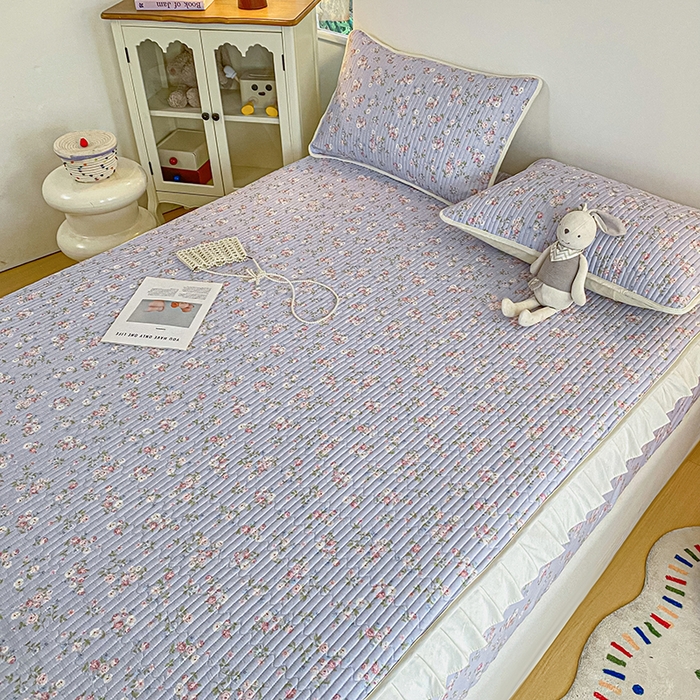 91家纺网 家纺一手货源 找家纺 布柔 2026春夏新款全棉印花夹棉单床笠床垫保护套罩 床笠单件 花田紫