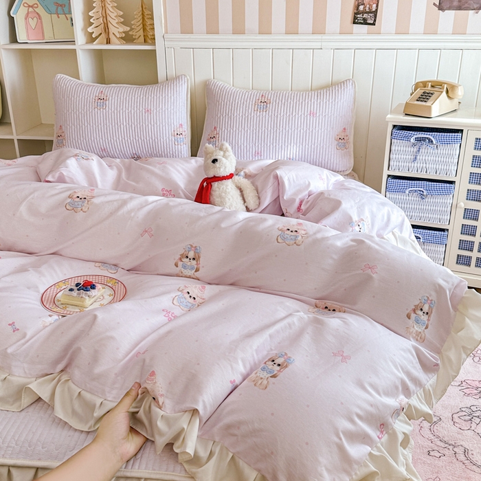 91家纺网 家纺一手货源 找家纺 布柔 2026春夏新款全棉印花夹棉单床笠床垫保护套罩 床笠单件 艾米丽