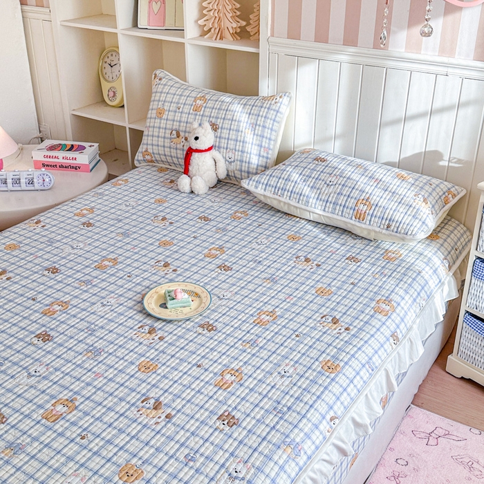 91家纺网 家纺一手货源 找家纺 布柔 2026春夏新款全棉印花夹棉单床笠床垫保护套罩 床笠单件 童年