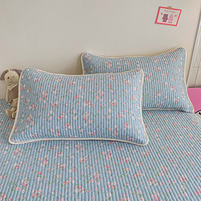 91家纺网 家纺一手货源 找家纺 布柔 2026春夏新款全棉印花夹棉单床笠床垫保护套罩 床笠单件 花田绿