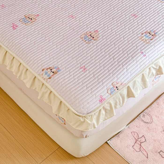 91家纺网 家纺一手货源 找家纺 布柔 2026春夏新款全棉印花夹棉单床笠床垫保护套罩 床笠单件 艾米丽