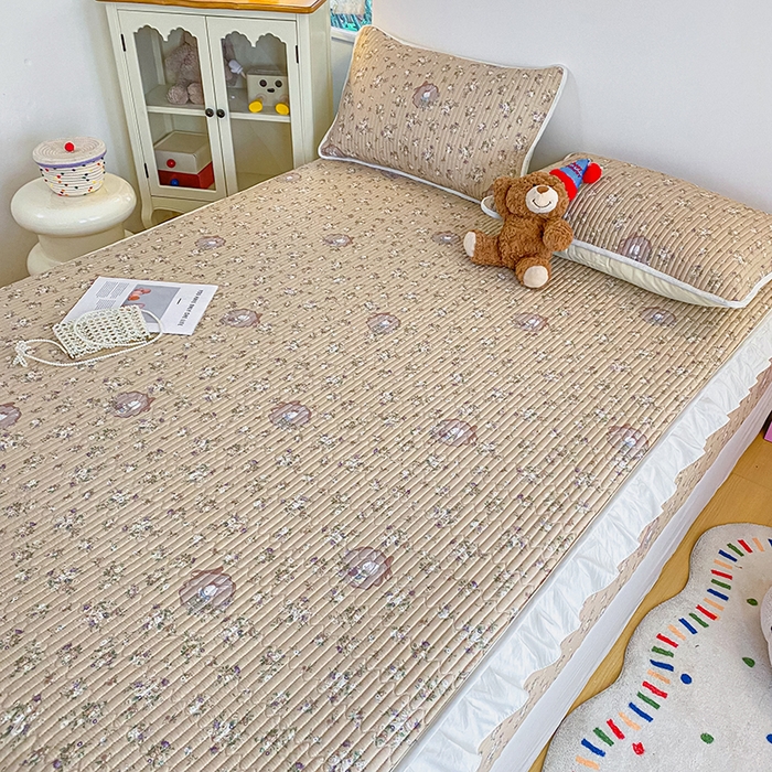 91家纺网 家纺一手货源 找家纺 布柔 2026春夏新款全棉印花夹棉单床笠床垫保护套罩 床笠单件 碎花兔兔