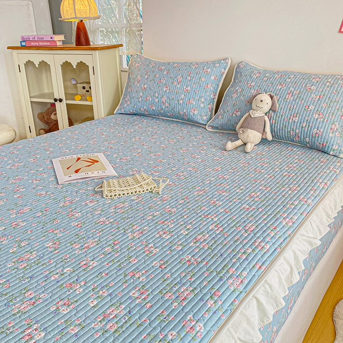 91家纺网 家纺一手货源 找家纺 布柔 2026春夏新款全棉印花夹棉单床笠床垫保护套罩 床笠单件 花田绿