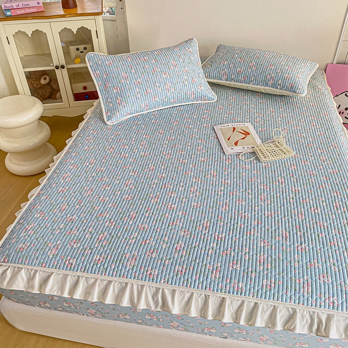 91家纺网 家纺一手货源 找家纺 布柔 2026春夏新款全棉印花夹棉单床笠床垫保护套罩 床笠单件 花田绿