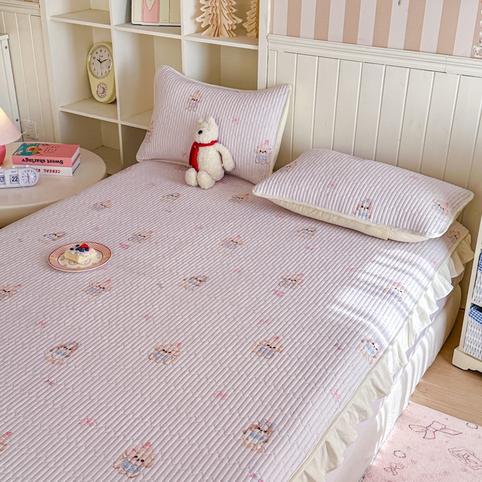 91家纺网 家纺一手货源 找家纺 布柔 2026春夏新款全棉印花夹棉单床笠床垫保护套罩 床笠单件 艾米丽