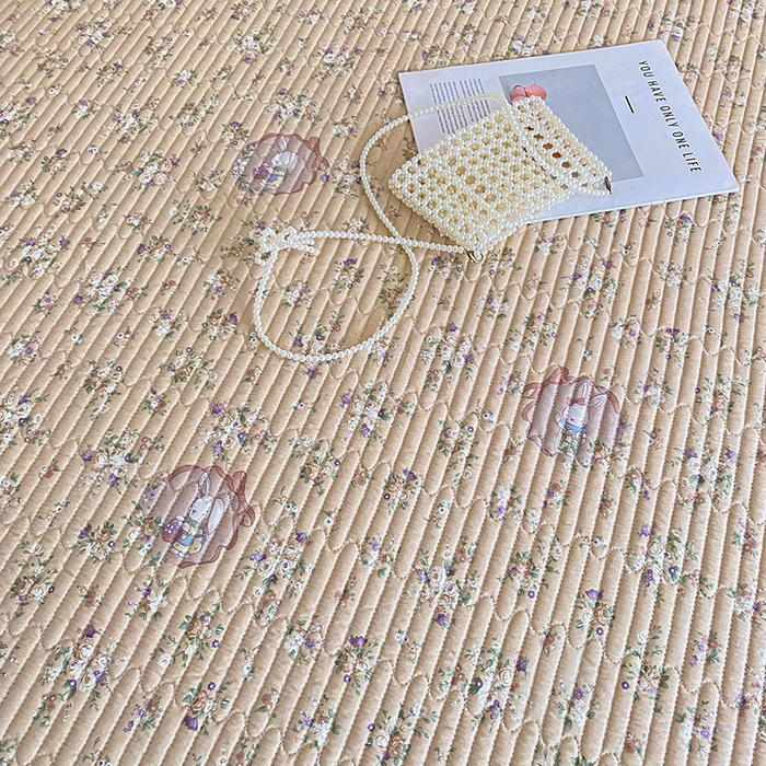 91家纺网 家纺一手货源 找家纺 布柔 2026春夏新款全棉印花夹棉单床笠床垫保护套罩 床笠单件 碎花兔兔