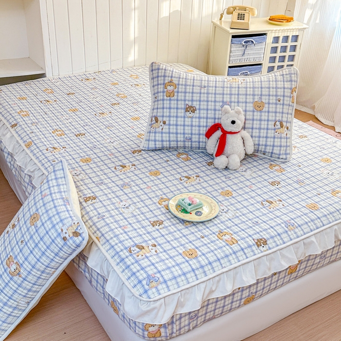 91家纺网 家纺一手货源 找家纺 布柔 2026春夏新款全棉印花夹棉单床笠床垫保护套罩 床笠单件 童年