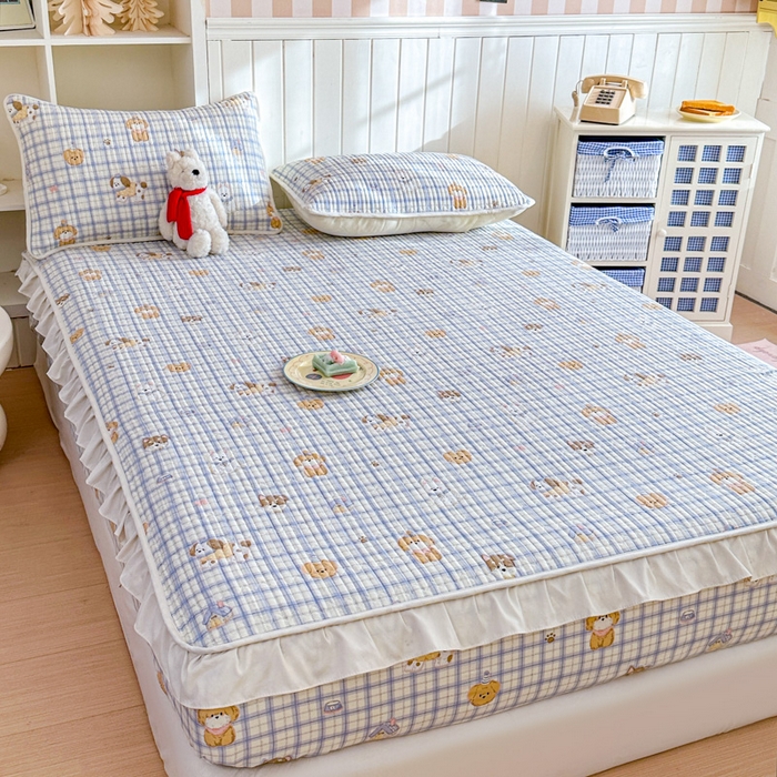 91家纺网 家纺一手货源 找家纺 布柔 2026春夏新款全棉印花夹棉单床笠床垫保护套罩 床笠单件 童年