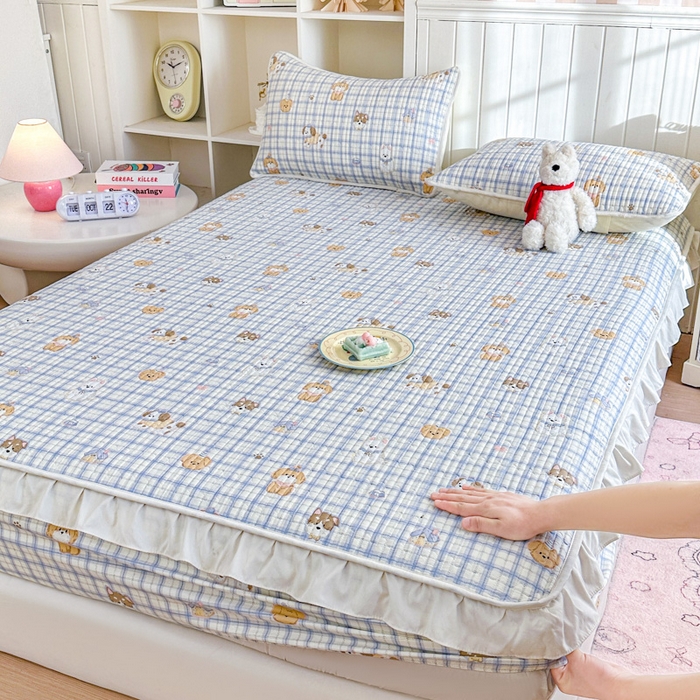 布柔 2026春夏新款全棉印花夹棉单床笠床垫保护套罩 床笠单件 童年